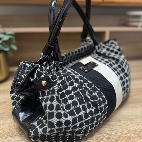 Kate Spade Black and Off Cloth White Geometric Pattern Bag - Picture 3 of 15